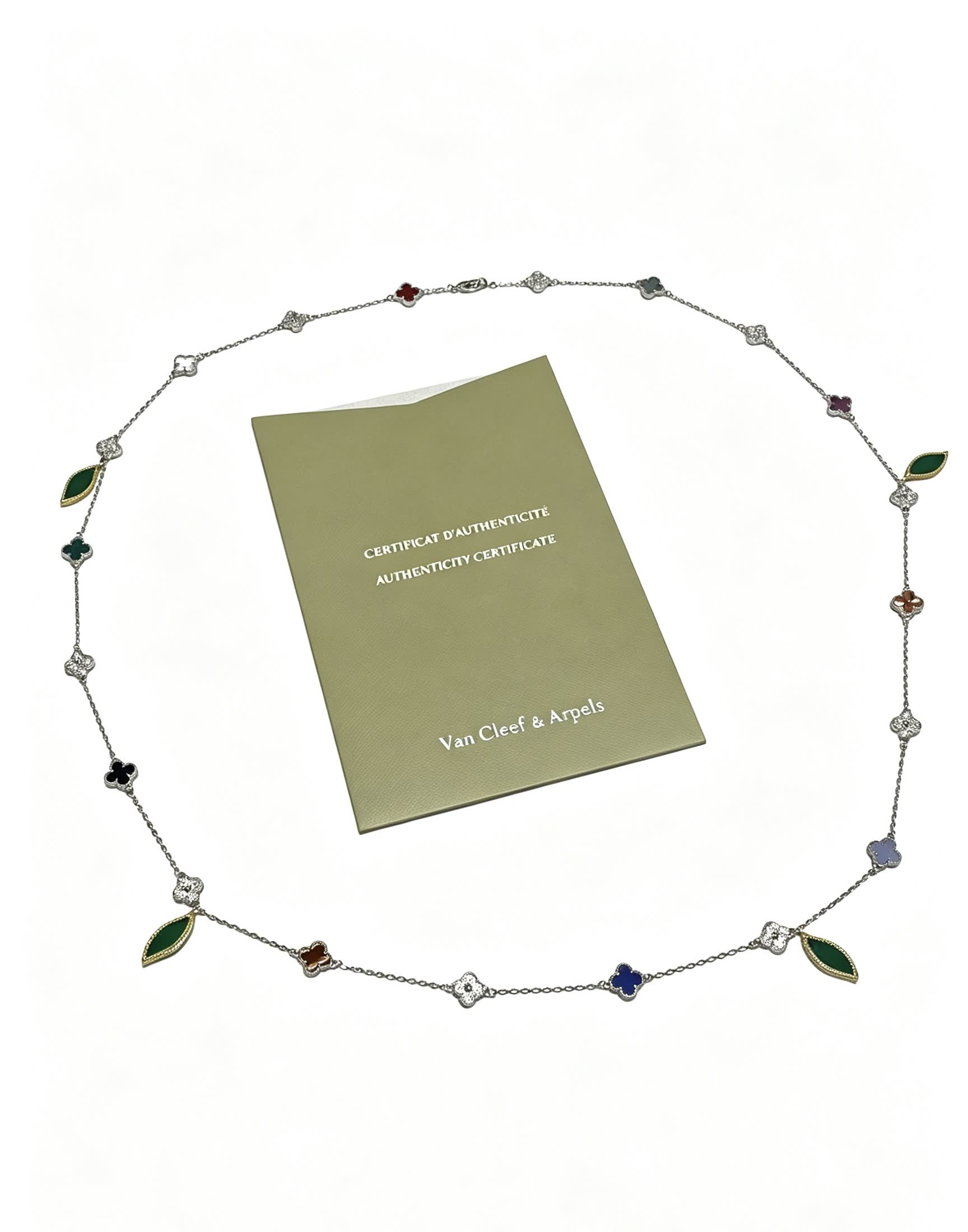 Van Cleef & Arpels Alhambra Diamond and Enamel Necklace Van Cleef & Arpels Alhambra Diamond and Enamel Necklace
